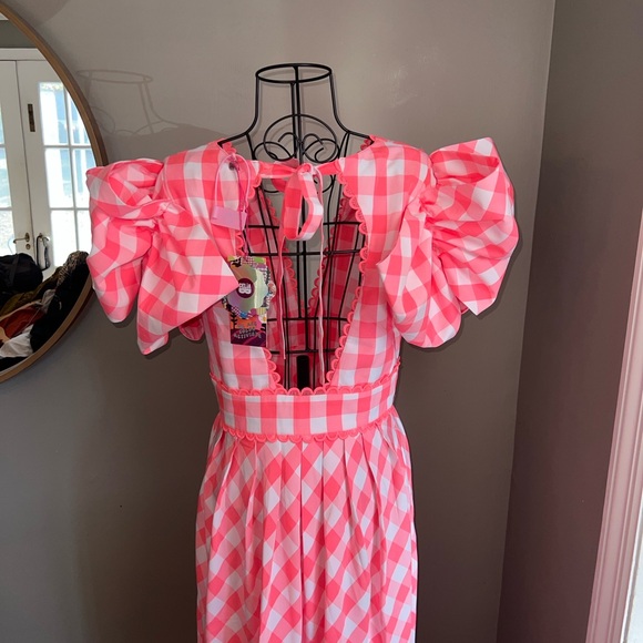 CeliaB Curazao Vichy Checkered Hot Pink Midi Dress Size S - Picture 9 of 11